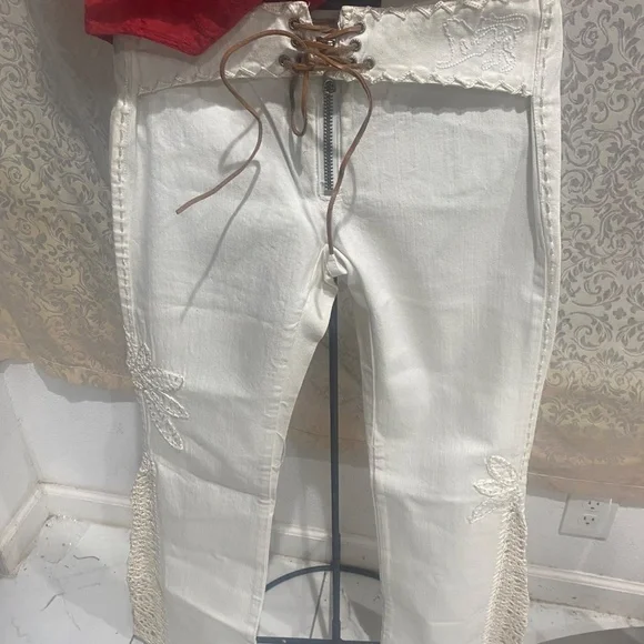 Parasuco Vintage Hand Stitched Embellished Denim Sz 27 - Picture 2 of 13